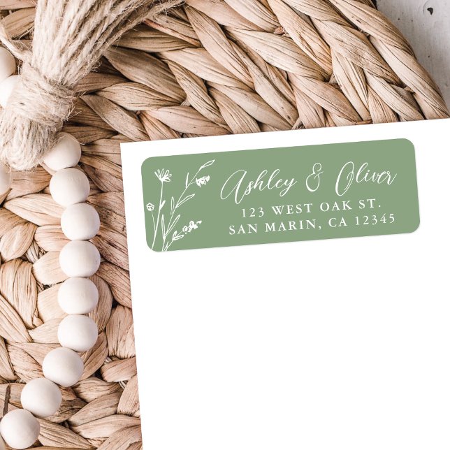 Rustic Sage Green Wildflower Wedding Address (Creator Uploaded)