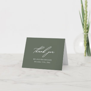 Rustic Sage Green with Thank You Script Wedding Card