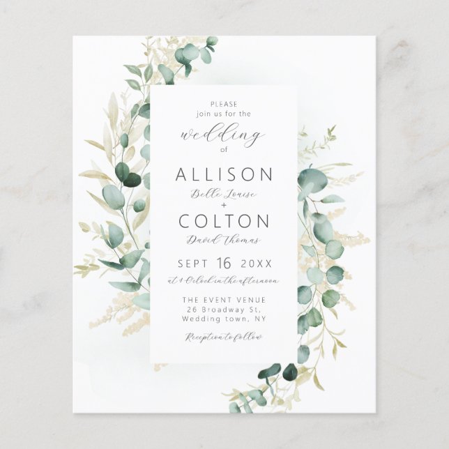 Rustic sage greenery boho all in one wedding (Front)