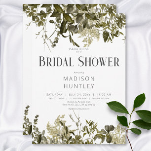 Rustic Sage Greenery Frame Bridal Shower Invitation
