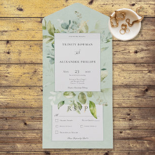 Rustic Sage Natural Greenery Dinner All In One Invitation