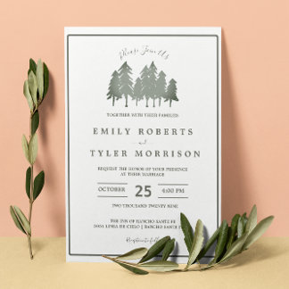 Rustic Sage Pine Trees Woodland Forest Wedding Invitation