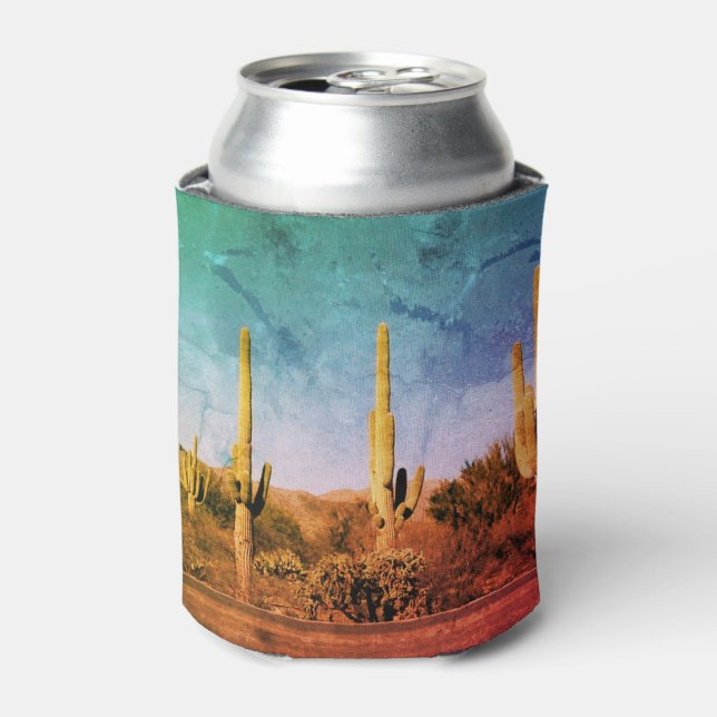 Rustic Saguaro Cactus Arizona Can Cooler (Can Front)