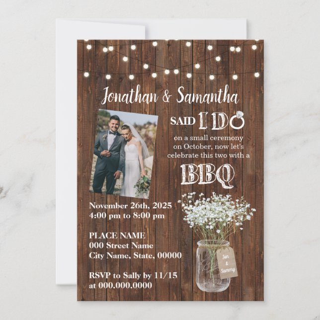 Rustic Said I do barbeque after wedding party Invitation (Front)