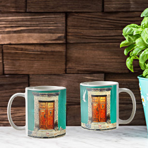 Rustic San Miguel de Allende Brown Green Dove Door Coffee Mug