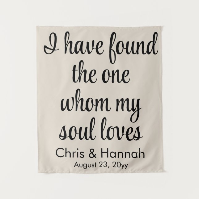 Rustic Sand Tan Black Wedding Sign for Ceremony  Tapestry (Front)