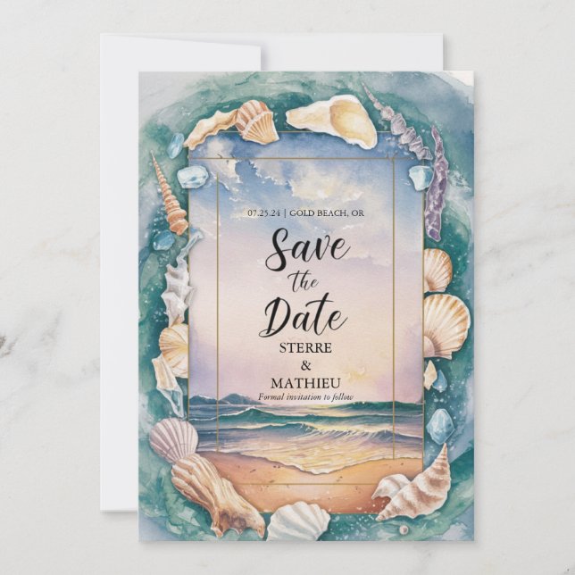 Rustic Sandy Beach Wedding Save The Date (Front)