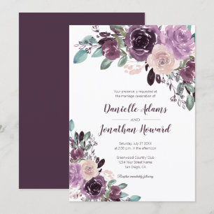 Rustic Sangria Floral Wedding Invitation