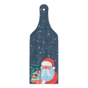 Rustic Santa Claus Mason Jar Town Cutting Board