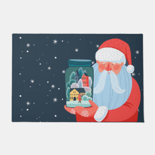 Rustic Santa Claus Mason Jar Town Doormat