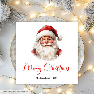 Rustic Santa Claus Traditional Red Green Dinner  Napkin