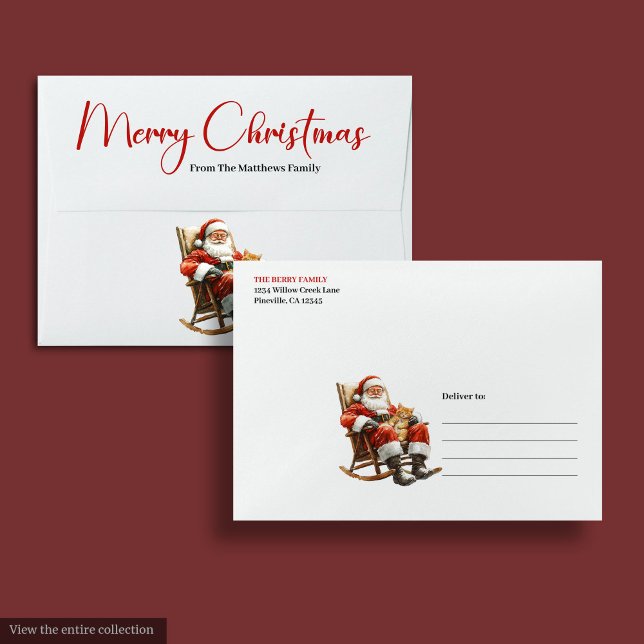 Rustic Santa Claus Traditional Red White Envelopes (Rustic Santa Claus Traditional Red White Envelope)