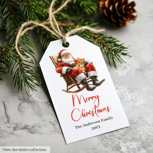 Rustic Santa Claus Traditional Red White Gift Tags