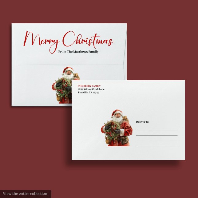 Rustic Santa Claus Vintage Festive Merry Envelope (Rustic Santa Claus Vintage Festive Merry Envelope)
