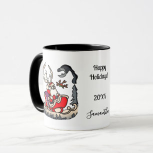 Rustic Santa in Sleigh with Lantern Mug