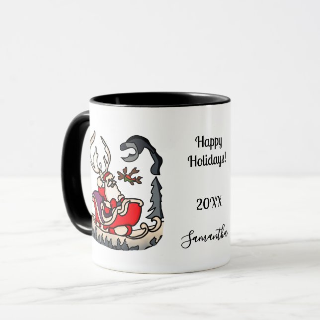 Rustic Santa in Sleigh with Lantern Mug (Front Left)