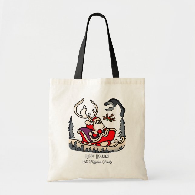 Rustic Santa in Sleigh with Lantern  Tote Bag (Front)