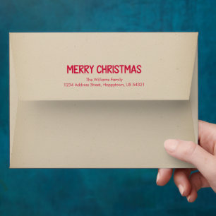 Rustic Santa Red Script Family Christmas Holiday Envelope
