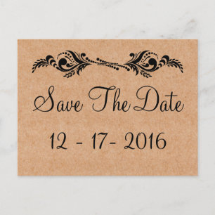 Rustic Save The Date Brown Wedding Photo Postcard