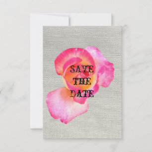 Rustic Save the Date Card, Pink Rose