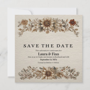 Rustic "Save the Date" Card with Feathers and Flow