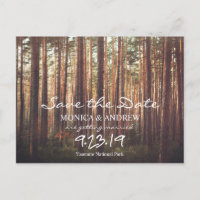 Rustic Save the Date Forest Tree Postcard