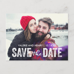 Rustic Save The Date Full Bleed Photo Announcement Postcard