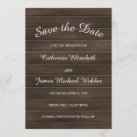 Rustic Save the Date Invitation, Wood Background