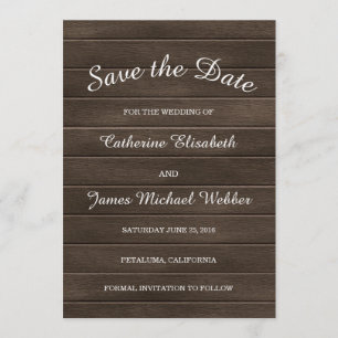 Rustic Save the Date Invitation, Wood Background