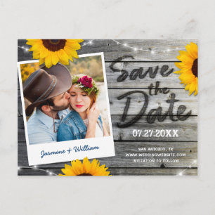 Rustic Save the Date Invitations   Sunflower Wood