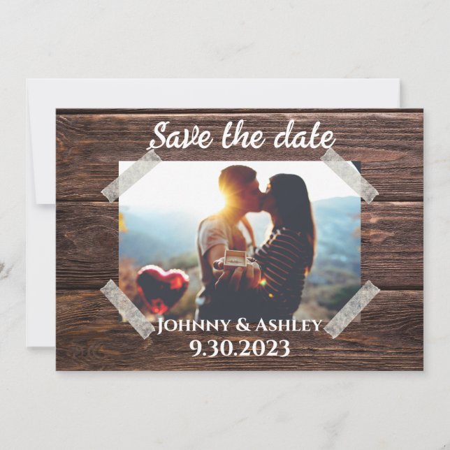 Rustic Save the Date Photo Card (Front)