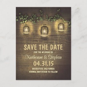 Rustic save the date postcards