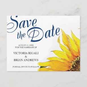 Rustic Save The Date ~ Sunflower Announcement Postcard