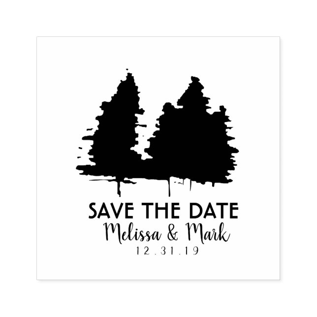 Rustic  Save the Date Trees Wedding Rubber Inking Rubber Stamp (Imprint)