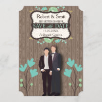 Rustic Save the Date, Two Grooms