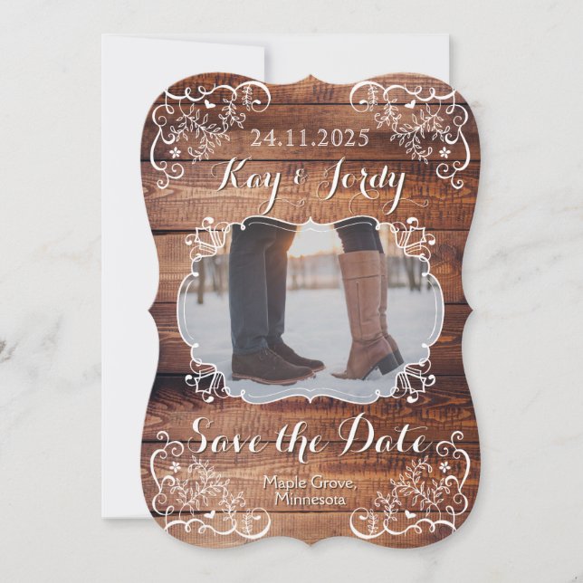 Rustic Save the Date Woodland Wedding Your Photo Invitation (Front)
