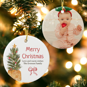  Rustic Scandi Bow Boho Christmas Tree Photo  Ceramic Tree Decoration