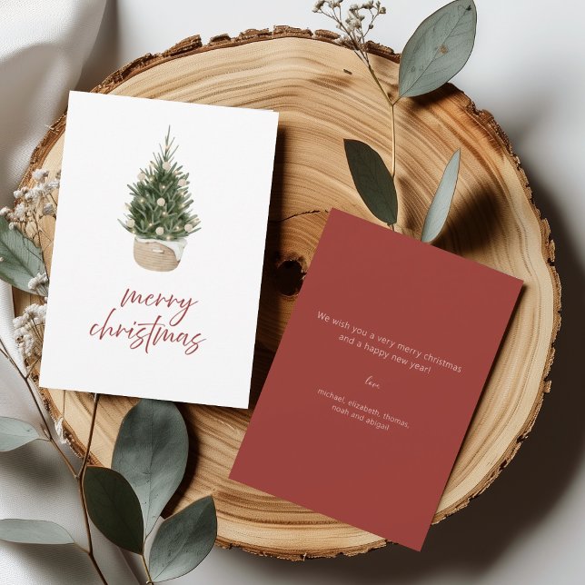Rustic Scandi Christmas Tree Family Holiday Card (Creator Uploaded)