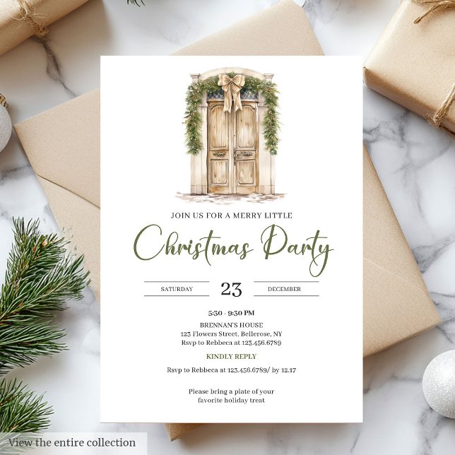 Rustic Scandinavian Hygge Cosy Christmas Door Invitation (Rustic Beige Scandinavian Hygge Cozy Christmas Party)