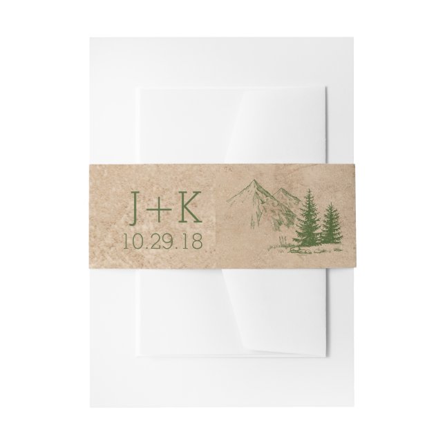 Rustic Scenic Mountain Range Wedding Belly Bands Invitation Belly Band (Front Example)
