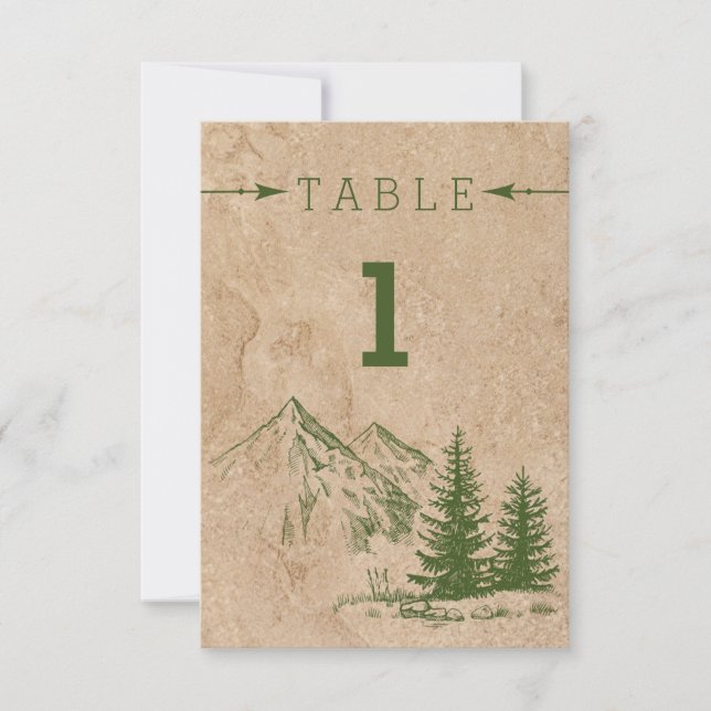 Rustic Scenic Mountain Range Wedding  Table Number (Front)