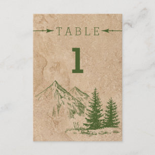 Rustic Scenic Mountain Range Wedding  Table Number