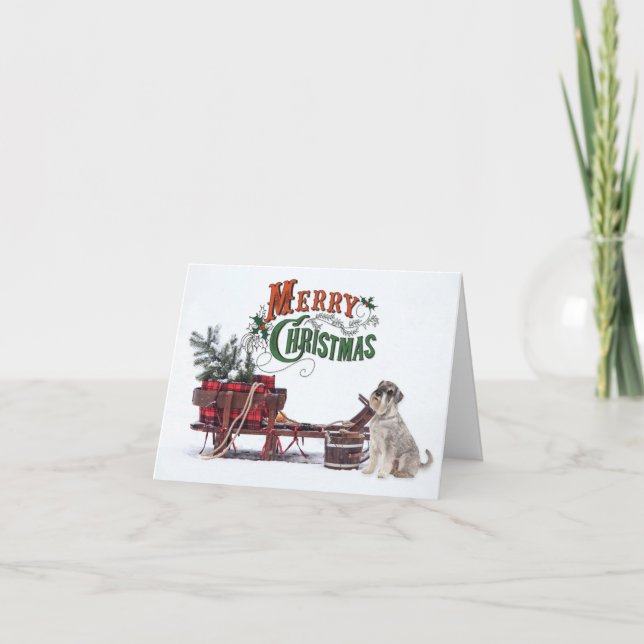 Rustic Schnauzer Christmas Card (Front)