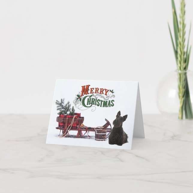 Rustic Scottie Christmas Card (Front)