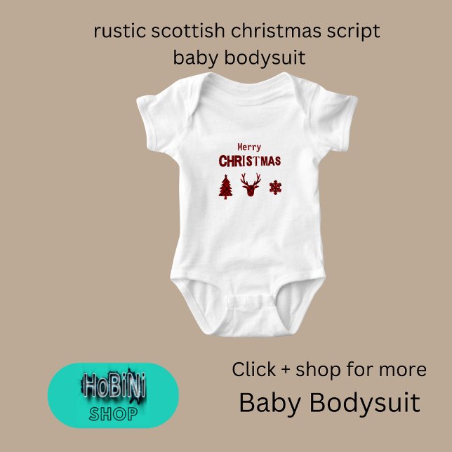 rustic scottish christmas script  baby bodysuit (rustic scottish christmas script baby bodysuit)