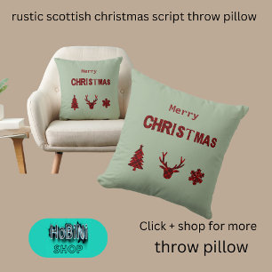 rustic scottish christmas script cushion