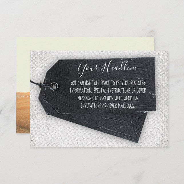 Rustic Scrapbook Tag Custom Message Enclosure Card (Front/Back)