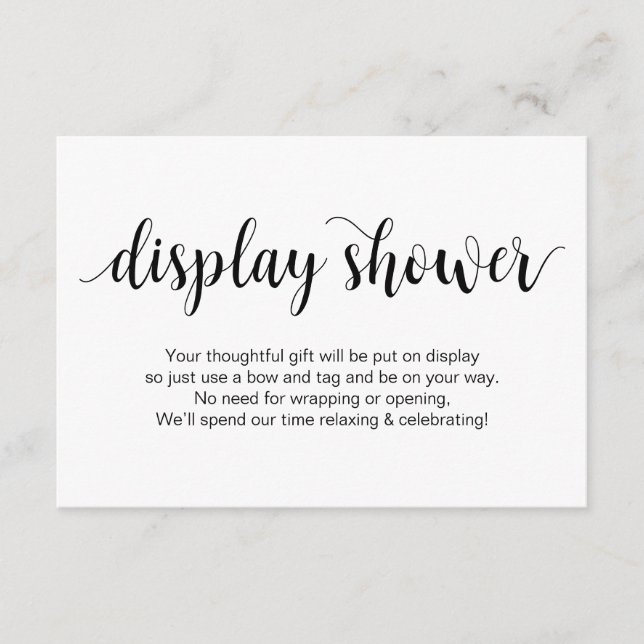Rustic Script, Black, Display Shower Enclosure Card (Front)