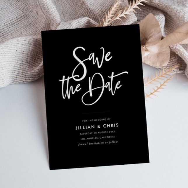rustic script black save the date card (Creator Uploaded)