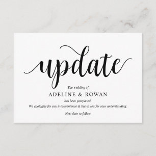 Rustic Script, Black, Wedding postpone, Editable Enclosure Card